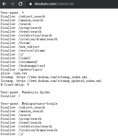 豆瓣的 robots.txt